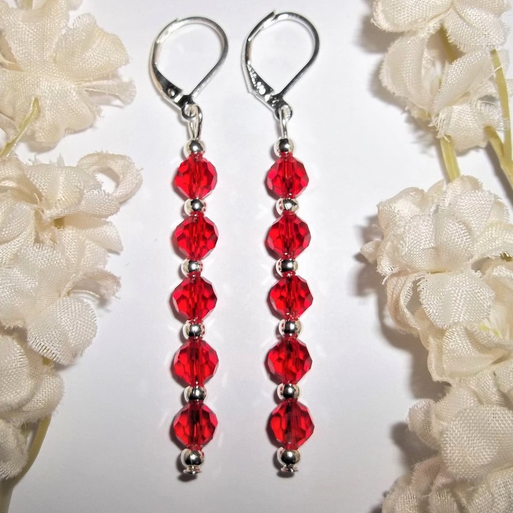 Red Earrings, Long Red Earrings, Earring, Earring Earring Earring Earring A173